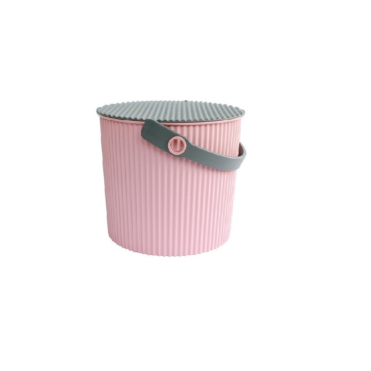 Bøtte med lokk 8L, Omnioutil, Rosa/Grå