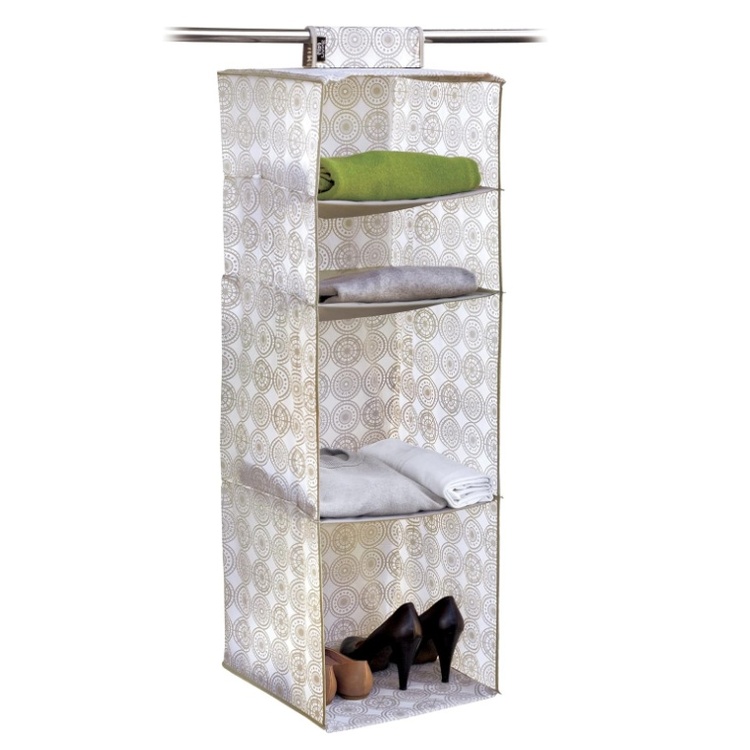 Hengende garderobe 4 rom, Hvit/beige