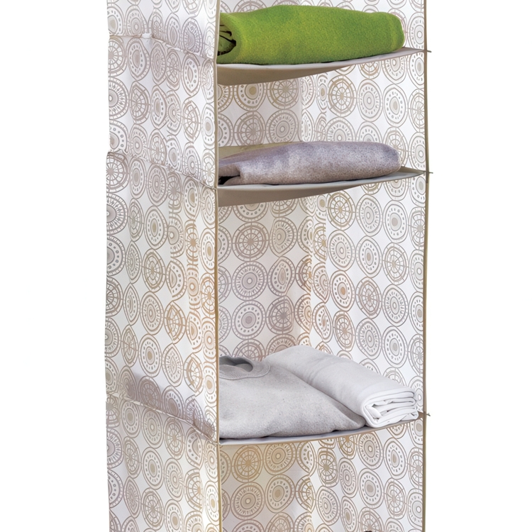 Hengende garderobe 4 rom, Hvit/beige