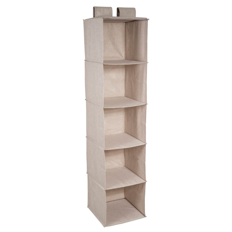 Hengende garderobeoppbevaring 5 hyller, beige