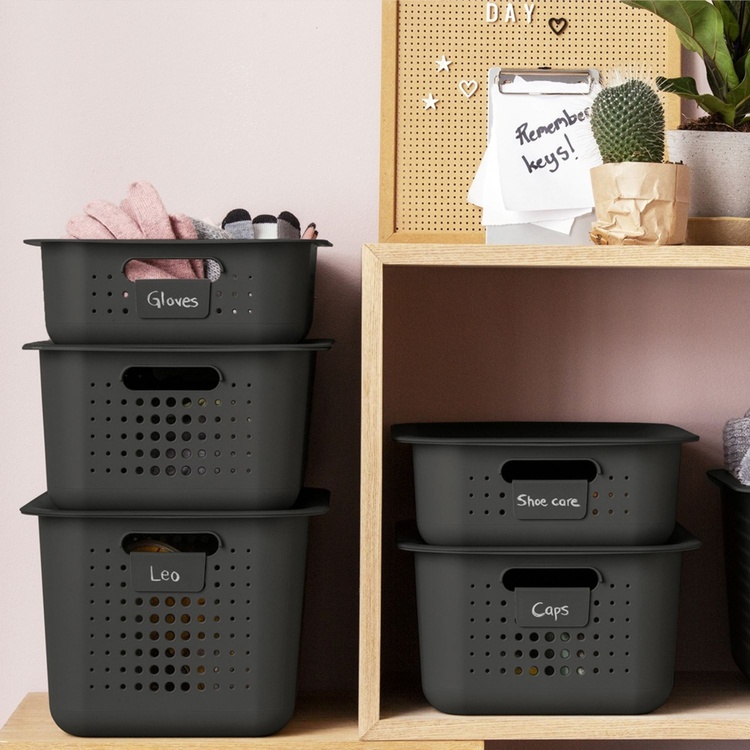 Oppbevaringskurv i resirkulert plast 13L, SmartStore, Grå