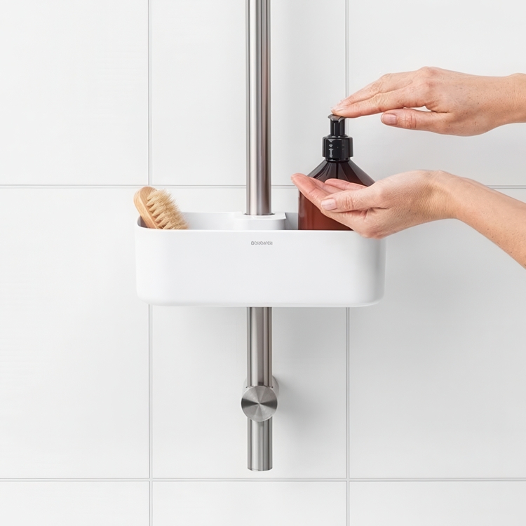Oppbevaringskurv til dusjstang, Brabantia, Hvit
