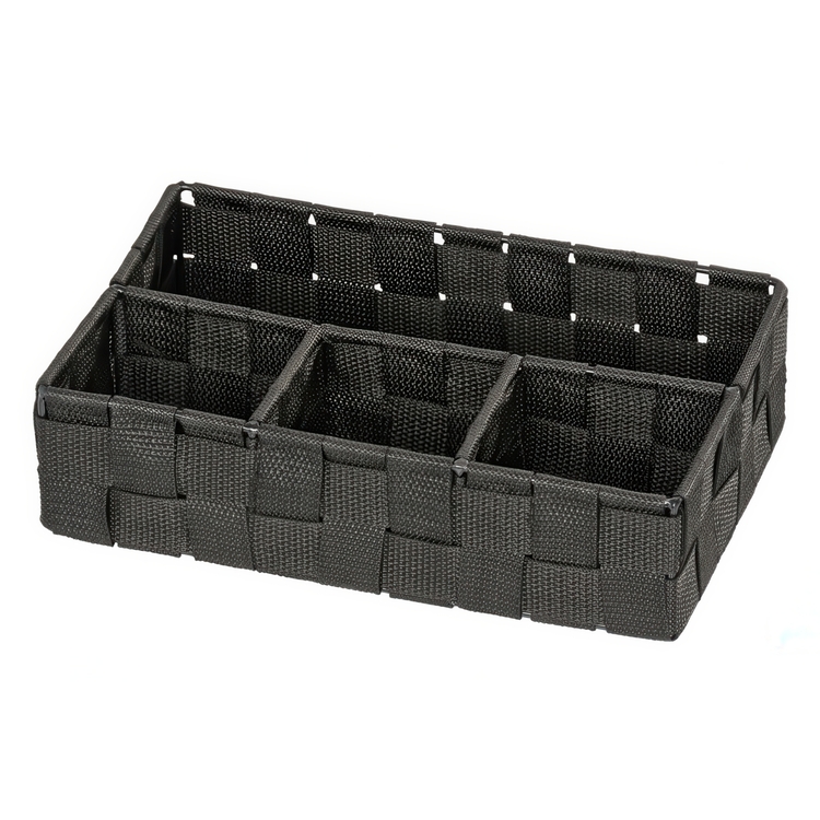 Kurv med 4 rom, ADRIA, Liten, 17 x 26 x H6,5 cm, sort