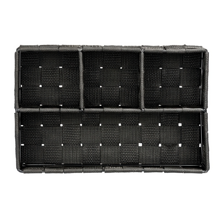 Kurv med 4 rom, ADRIA, Liten, 17 x 26 x H6,5 cm, sort