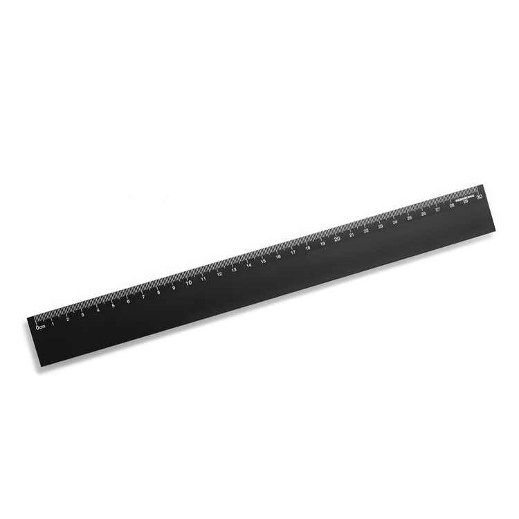 Linjal i aluminium, 30 cm, DESKSTORE SIZE BLACK, Sort