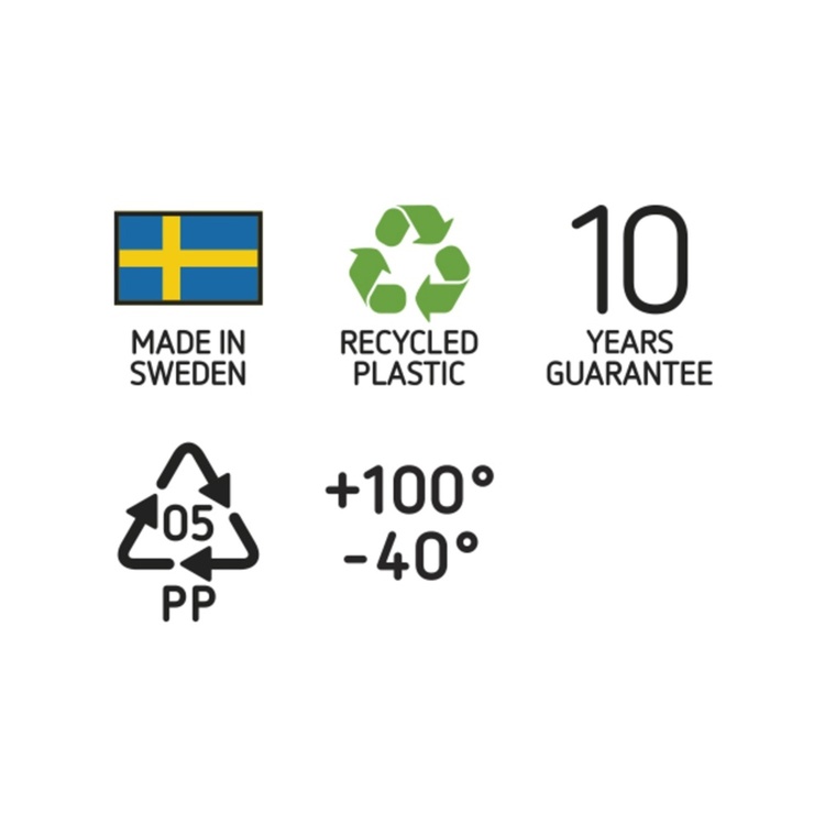 Stor oppbevaringsboks med lokk i resirkulert plast 46L, SmartStore, Svart