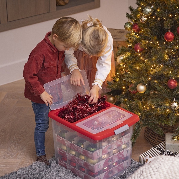 Boks for julepynt med smart lokk 45L, Glitter