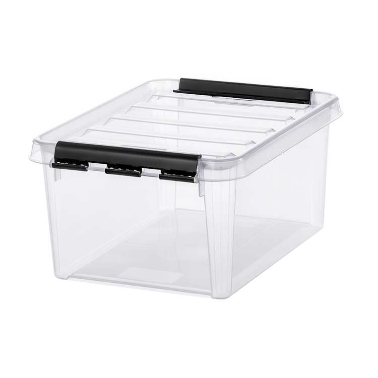 Oppbevaringsboks med lokk 8L, SmartStore, Klar/sort