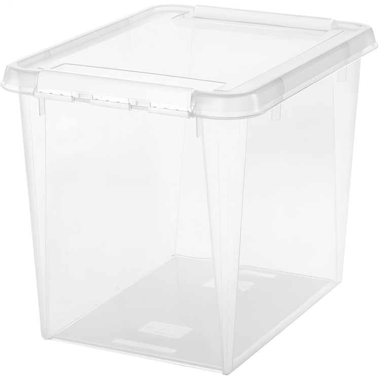 Stor oppbevaringsboks med lokk 52L, SmartStore, Klar/hvit