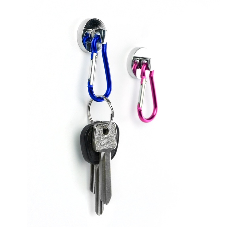 Magnet med karabinkrok 2-pack, Blå/Rosa