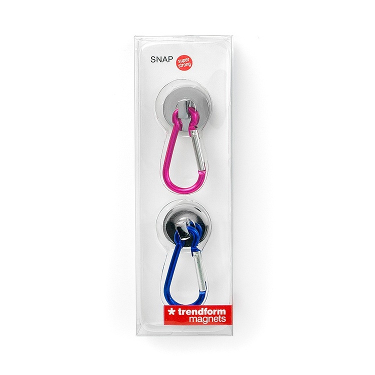 Magnet med karabinkrok 2-pack, Blå/Rosa