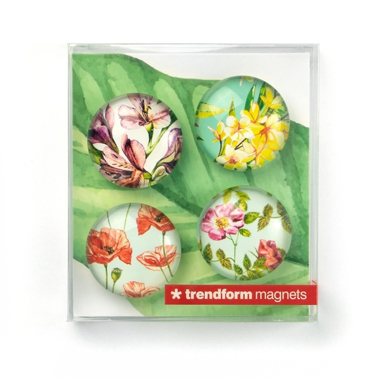 Glassmagneter 4-pack, Blomster