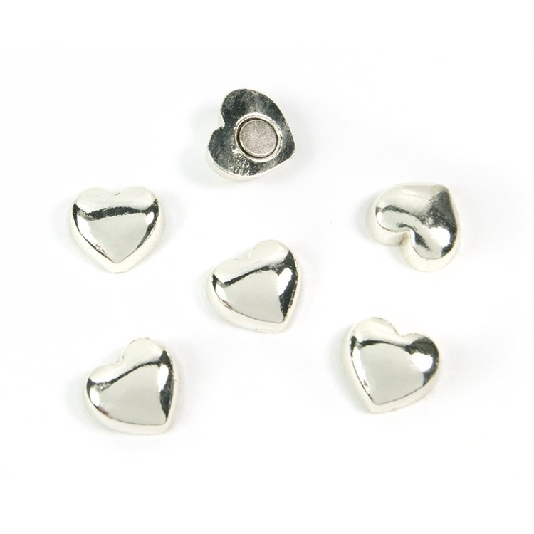 Magnetfigur 6-pack, Sølvhjerter
