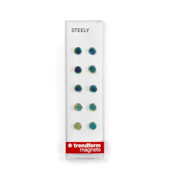 Rund minimagnet 10-pack, Regnbuemetall