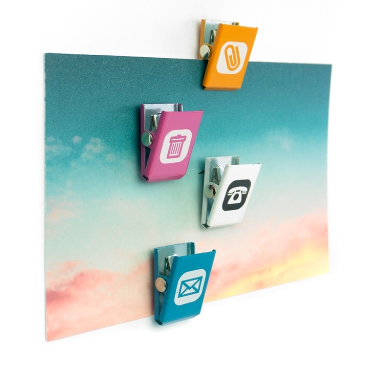 Magnetklyper med symboler, 4 stk, OFFICE CLIP, 2 x 2,7 cm, Miks