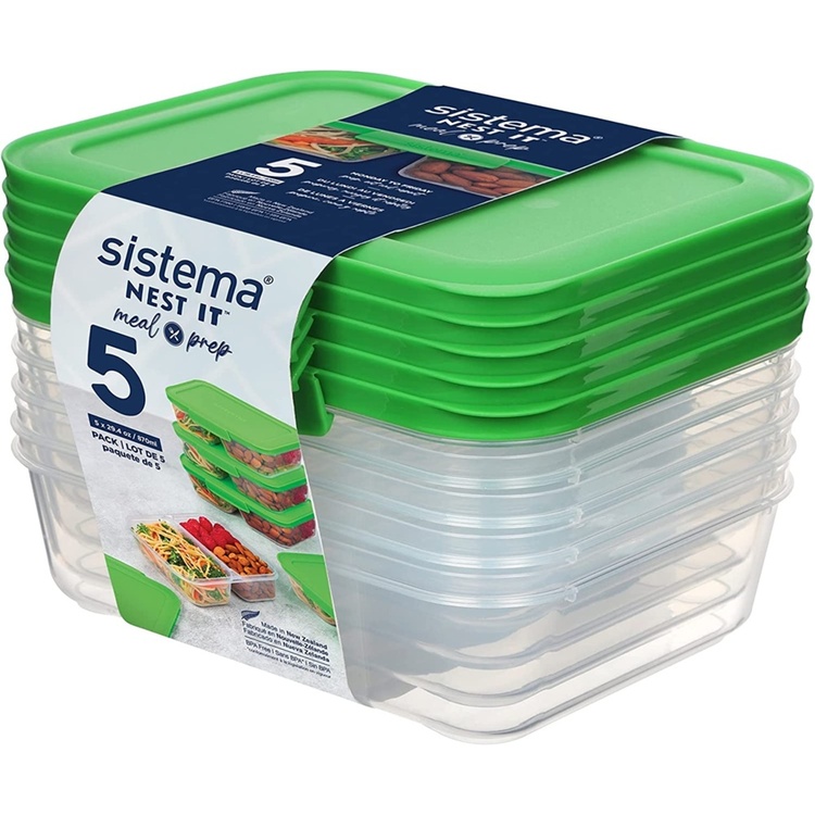 Todelt matboks 5-pakk 0,87 L, Sistema