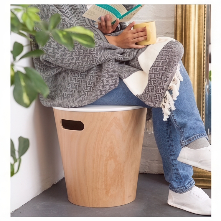 Krakk / Bord med oppbevaring, WOODROW, Umbra, Ø 40 x ca H 42 cm