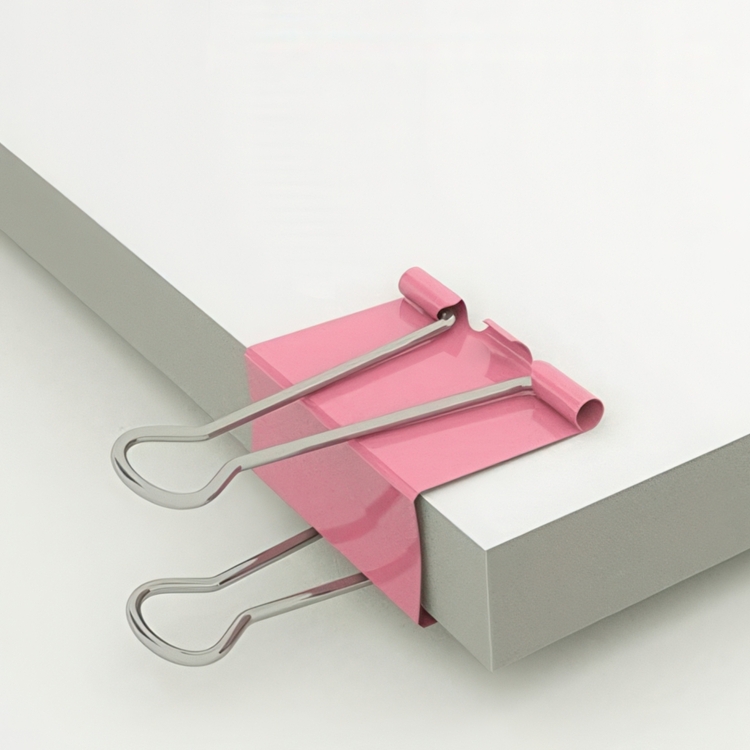 Binders, 6 stk. FOLDBACK CLIPS L, 41 mm, Rosa