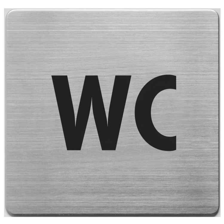 WC-skilt i rustfritt stål, 9 x 9 cm