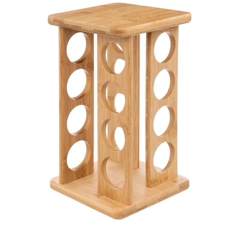 Roterende krydderhylle 16 glass, bambus