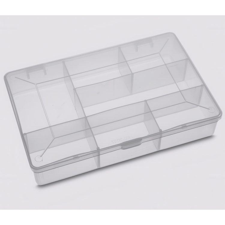 Sorteringsboks med lokk, 7 rom, DIY SMALL BOX, 17 x 11,8 x H 3,3 cm, Klar