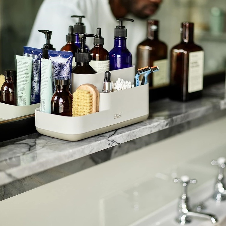 Stort oppbevaringsstativ til badet, Joseph Joseph, Greige