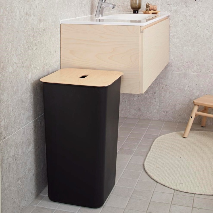 Vaskekurv med trelokk 53L, SmartStore