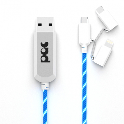 USB-kabel med synlig strøm, Trippel Blå i gruppen Hjemmet / Elektronikk / Kabler og adaptere hos SmartaSaker.se (12371-B)