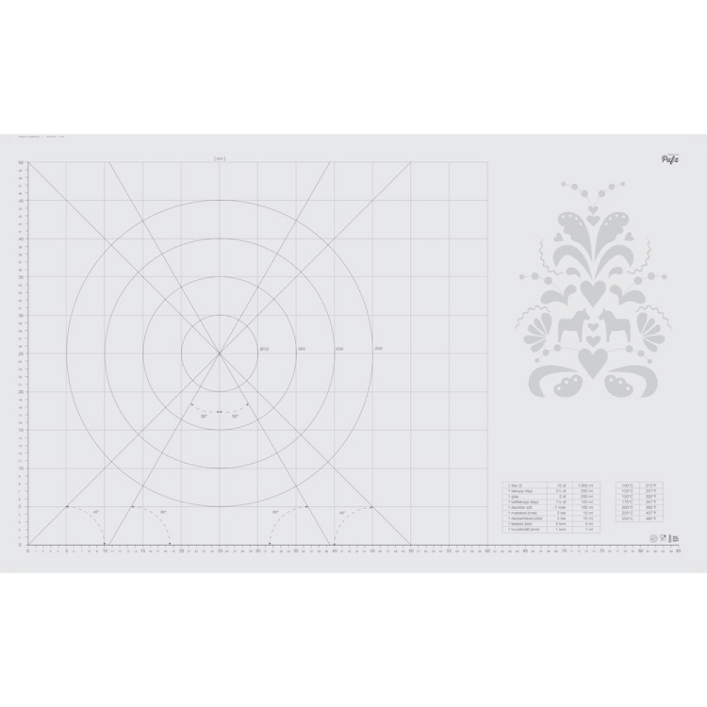 Stor bakematte med mål og skalaer, 90x55 cm i gruppen Hjemmet / Kjøkken / Baking hos SmartaSaker.se (11968)