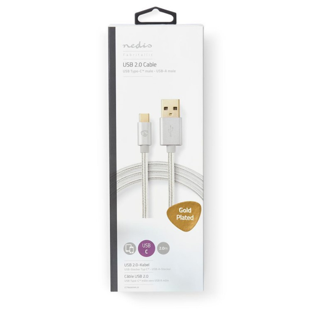 Lang USB-kabel i stoff i gruppen Hjemmet / Elektronikk / Kabler og adaptere hos SmartaSaker.se (13894)