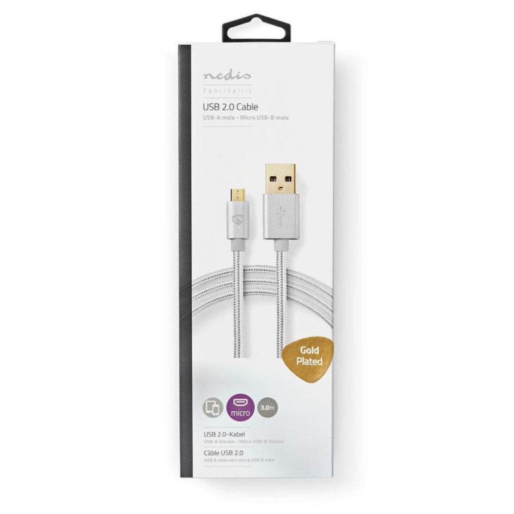 Lang USB-kabel i stoff i gruppen Hjemmet / Elektronikk / Kabler og adaptere hos SmartaSaker.se (13894)
