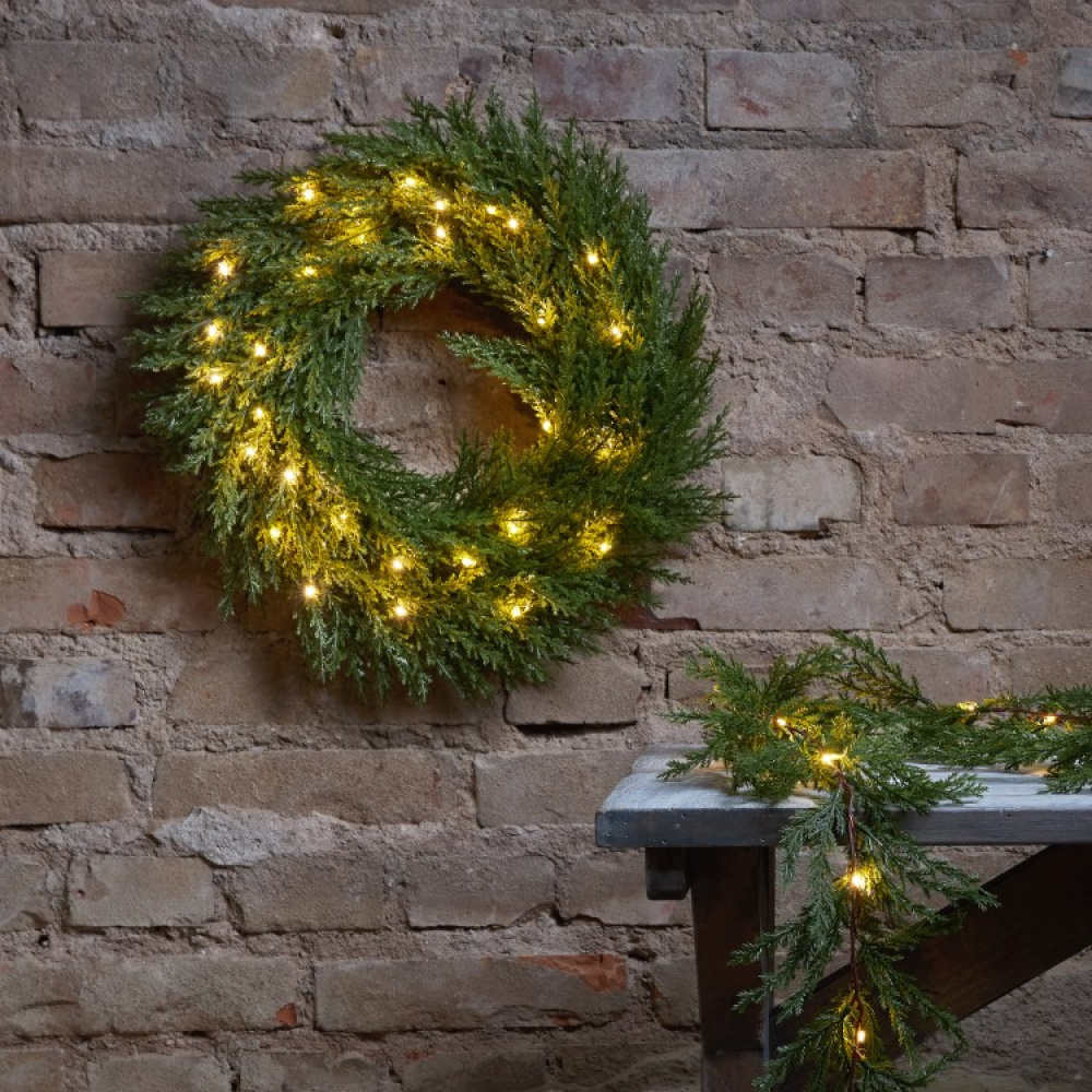 Batteridrevet julekrans med belysning i gruppen Høytider / Advent og jul / Julebelysning hos SmartaSaker.se (13897)