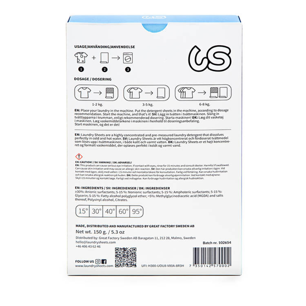 Vaskemiddelark Laundry Sheets i gruppen Hjemmet / Rydd og vask hos SmartaSaker.se (14005)
