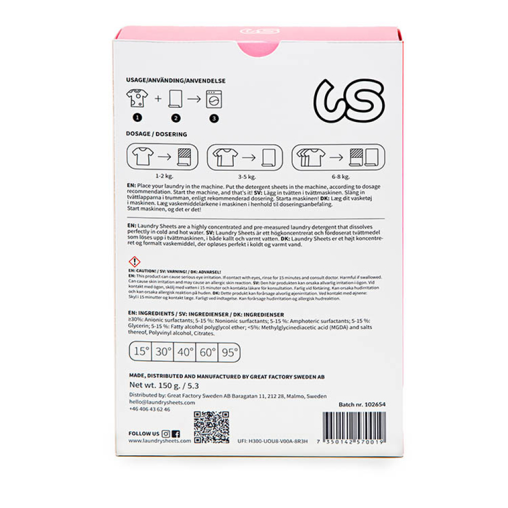 Vaskemiddelark Laundry Sheets i gruppen Hjemmet / Rydd og vask hos SmartaSaker.se (14005)