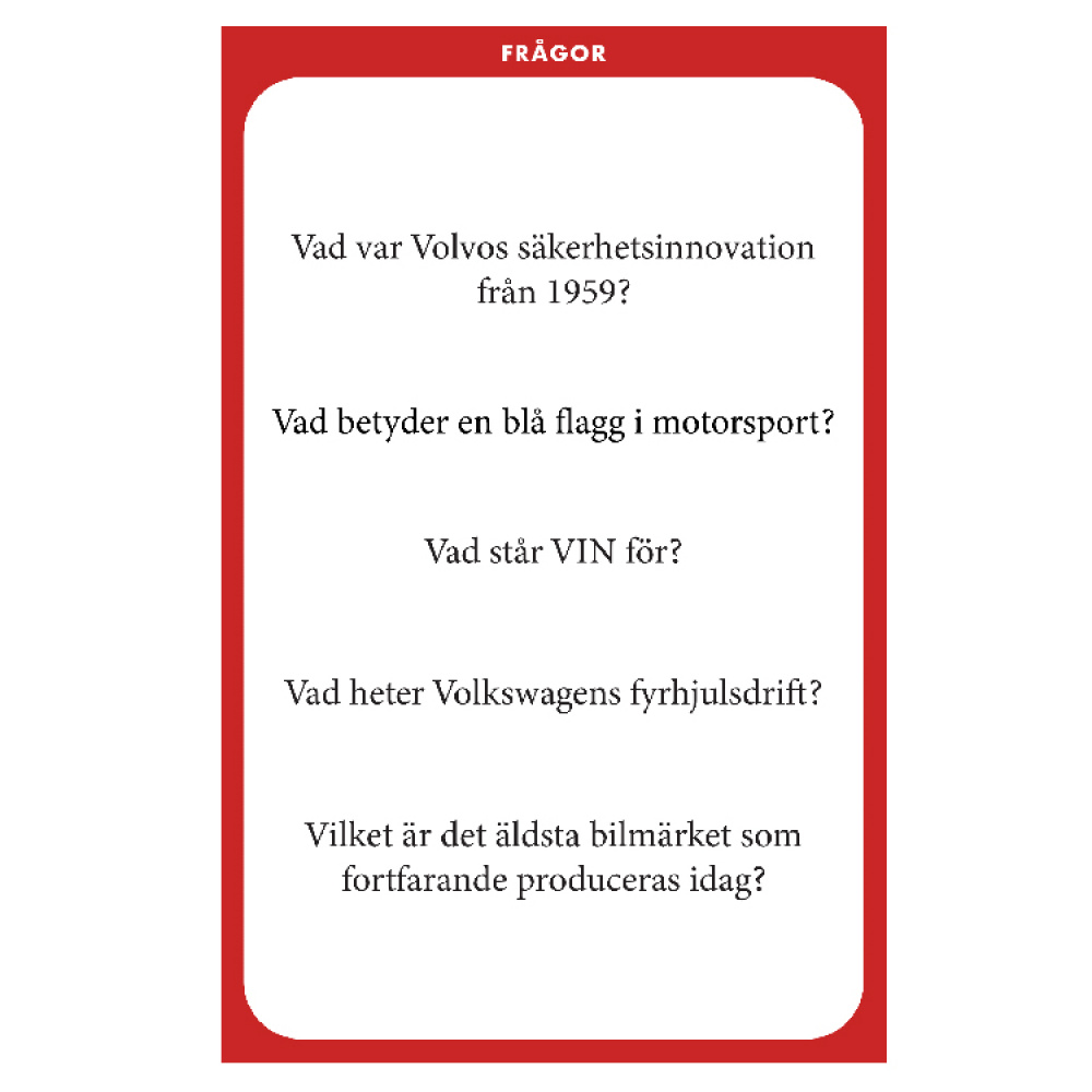 Quiz om biler i gruppen Fritid / Spill / Brettspill hos SmartaSaker.se (14837)