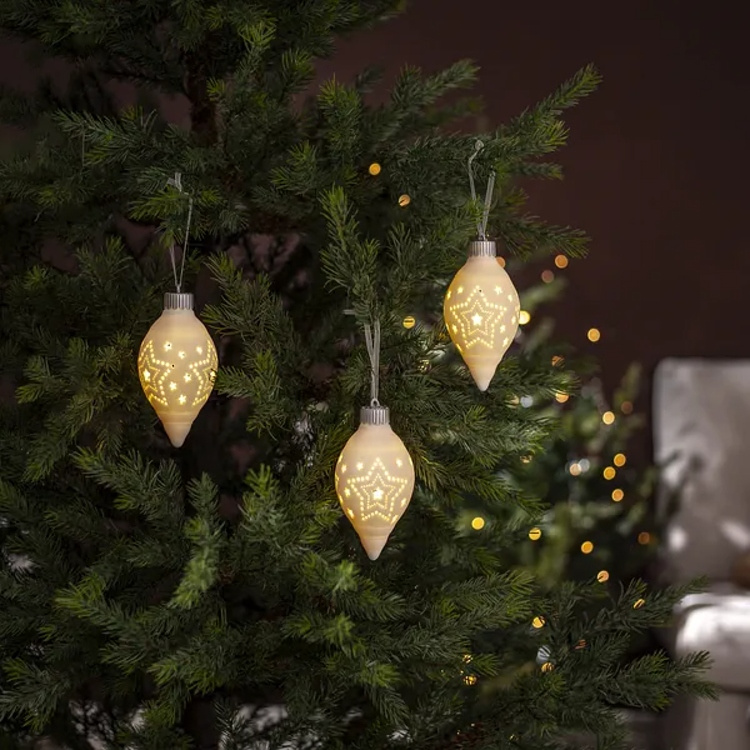 Julekuler i keramikk med lys, 3-pakk i gruppen Belysning / Innendørs belysning / Dekorativ belysning innendørs hos SmartaSaker.se (14891)