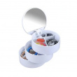 Boks med speil, COSMETIC TOWER, Ø 13 x H14 cm, Hvit