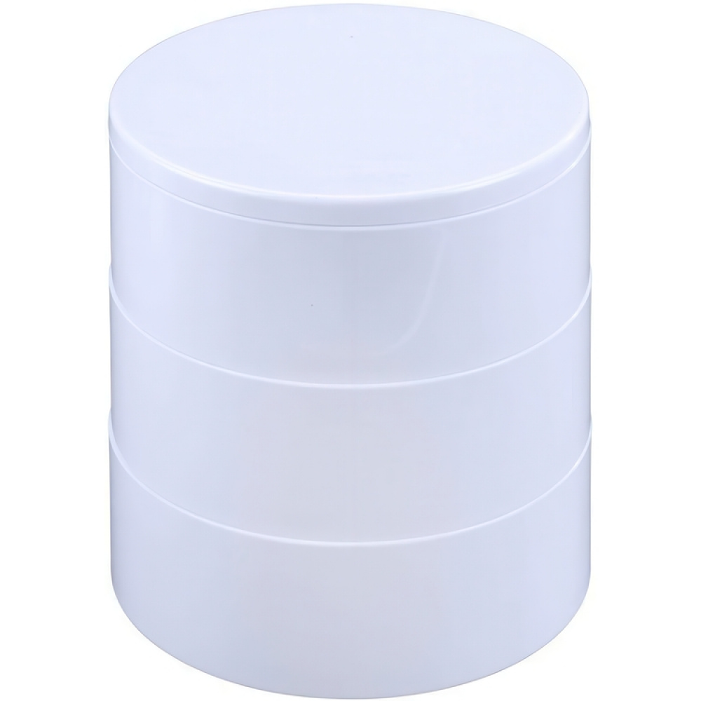 Boks med speil, COSMETIC TOWER, Ø 13 x H14 cm, Hvit i gruppen Oppbevaring hos SmartaSaker.se (40033)