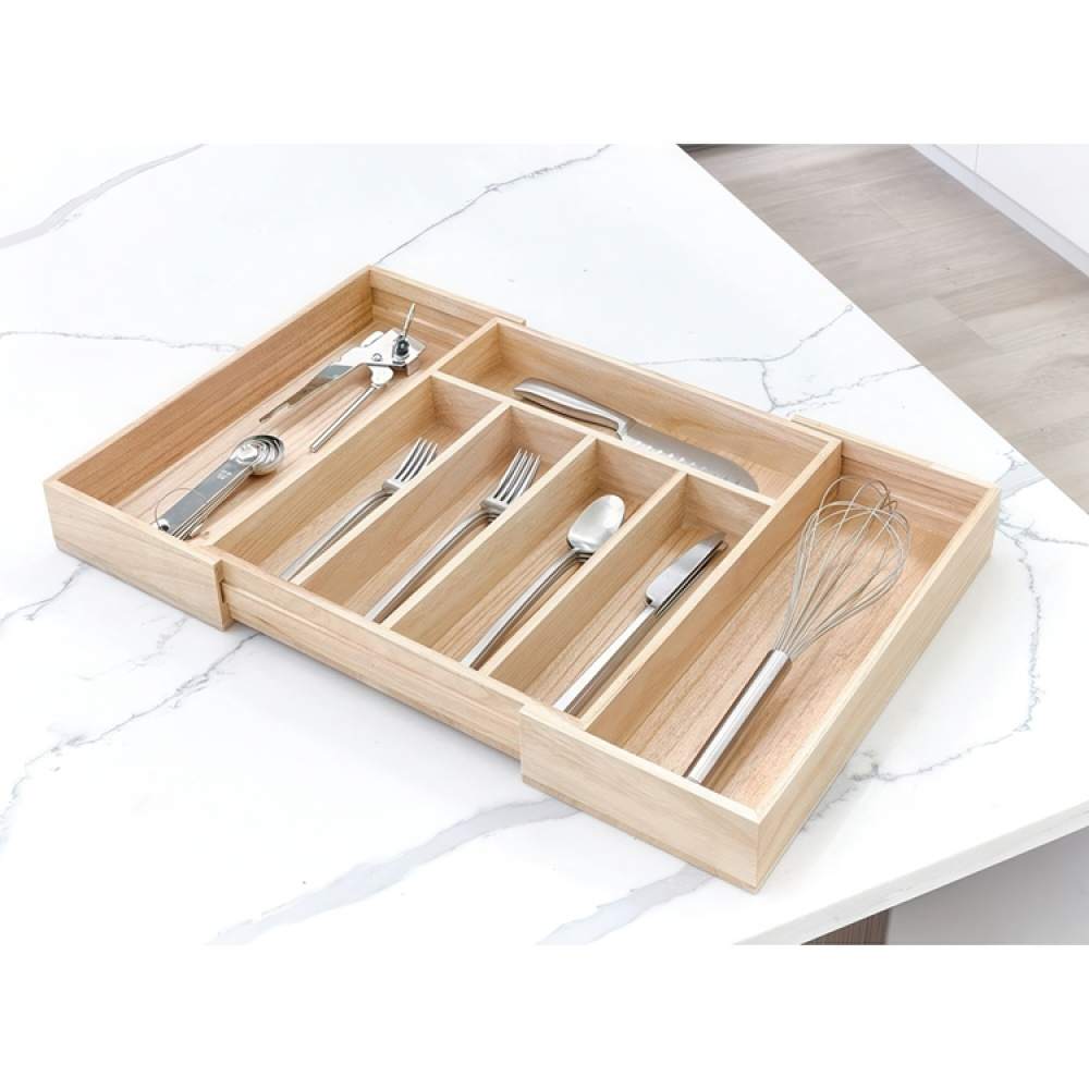 Uttrekkbar bestikkskuff i tre 34,5–58,5 cm i gruppen Oppbevaring hos SmartaSaker.se (40109)