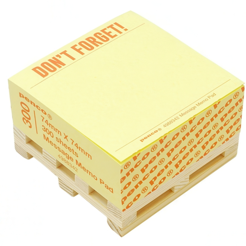 Blokkterning på liten trepall, PENCO DON\'T FORGET, 7,4 x 7,4 cm, Gul i gruppen Oppbevaring / Kontorrekvisita hos SmartaSaker.se (40134)