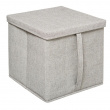 Boks i tekstil med lokk, ORGA STORAGE BOX CUBE, 31 x 31 x H 31 cm, Beige-Grå
