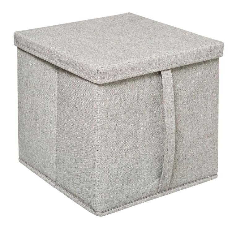 Boks i tekstil med lokk, ORGA STORAGE BOX CUBE, 31 x 31 x H 31 cm, Beige-Grå i gruppen Oppbevaring hos SmartaSaker.se (40226)
