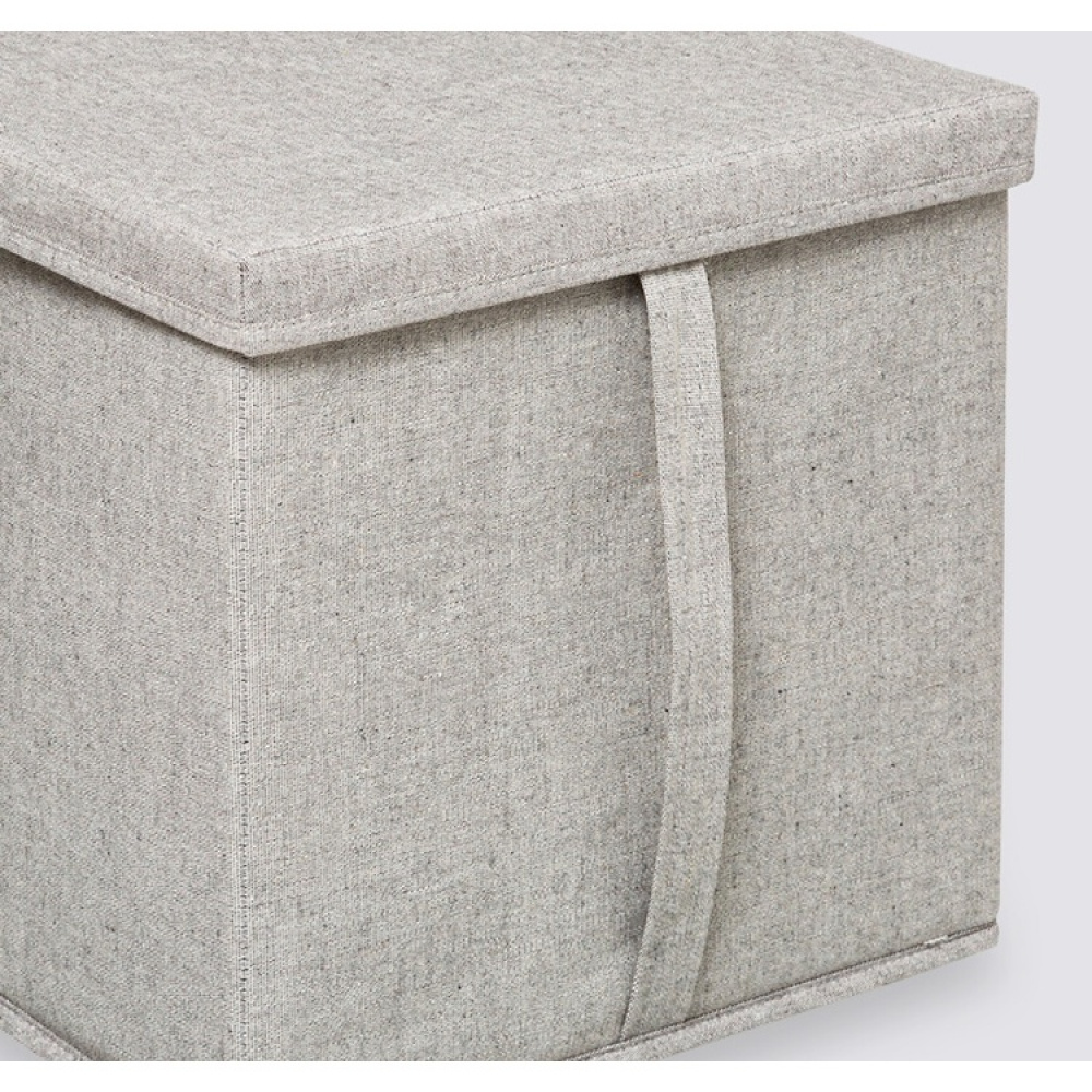 Boks i tekstil med lokk, ORGA STORAGE BOX CUBE, 31 x 31 x H 31 cm, Beige-Grå i gruppen Oppbevaring hos SmartaSaker.se (40226)
