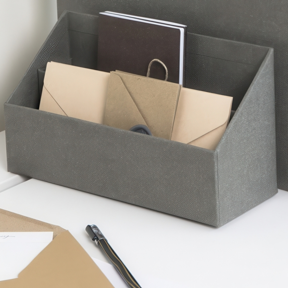 Brevholder, Canvas Laminat, GEORGE, 25,5 x 10 x H14,5 cm, Grå i gruppen Oppbevaring hos SmartaSaker.se (40234)