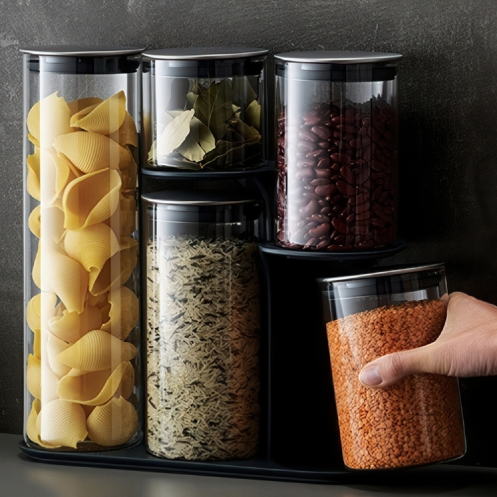 Oppbevaringsboks i glass med stativ 5 deler, Joseph Joseph i gruppen Oppbevaring hos SmartaSaker.se (40341)