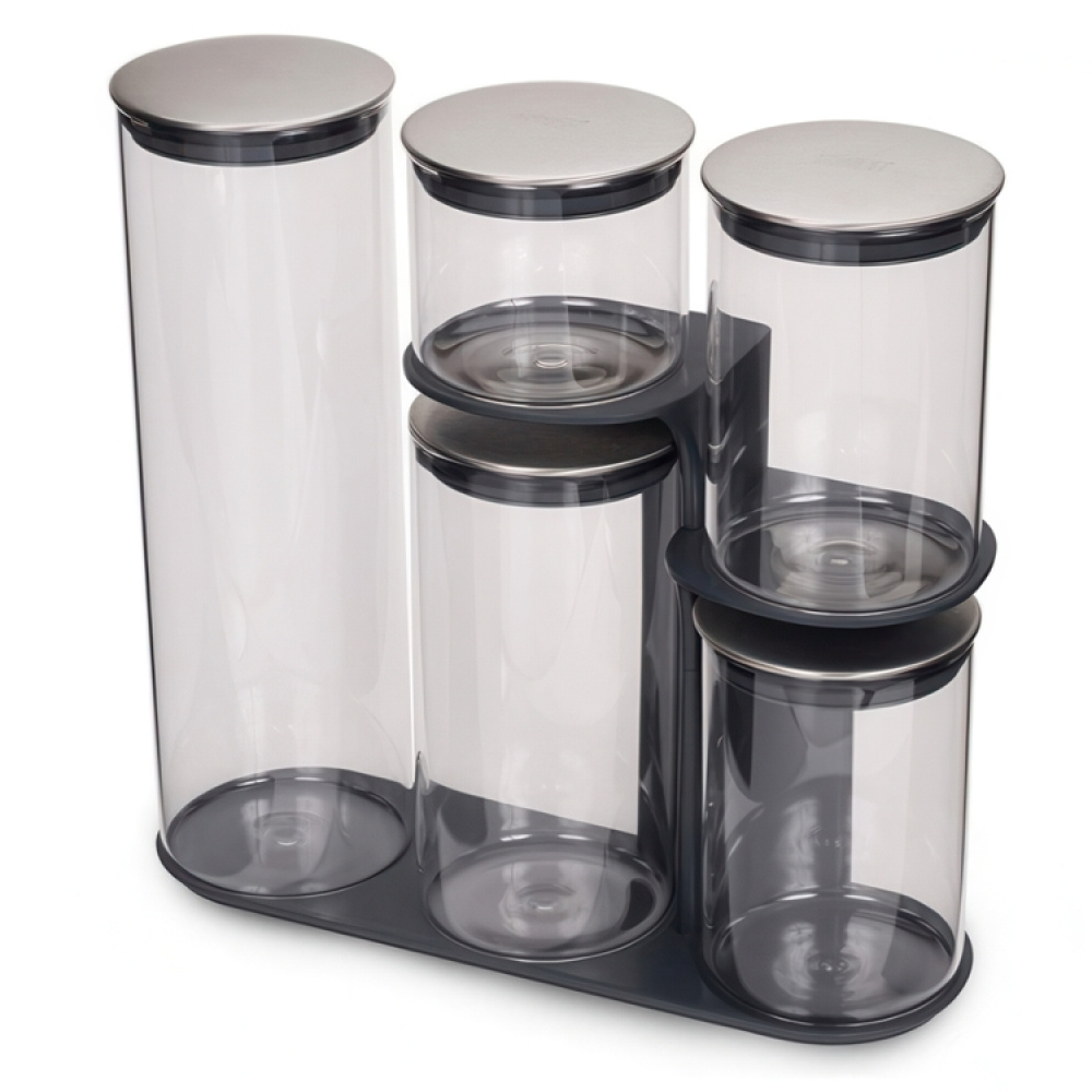 Oppbevaringsboks i glass med stativ 5 deler, Joseph Joseph i gruppen Oppbevaring hos SmartaSaker.se (40341)
