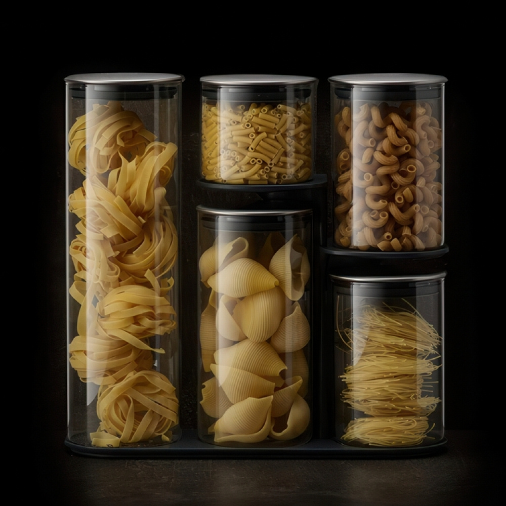 Oppbevaringsboks i glass med stativ 5 deler, Joseph Joseph i gruppen Oppbevaring hos SmartaSaker.se (40341)