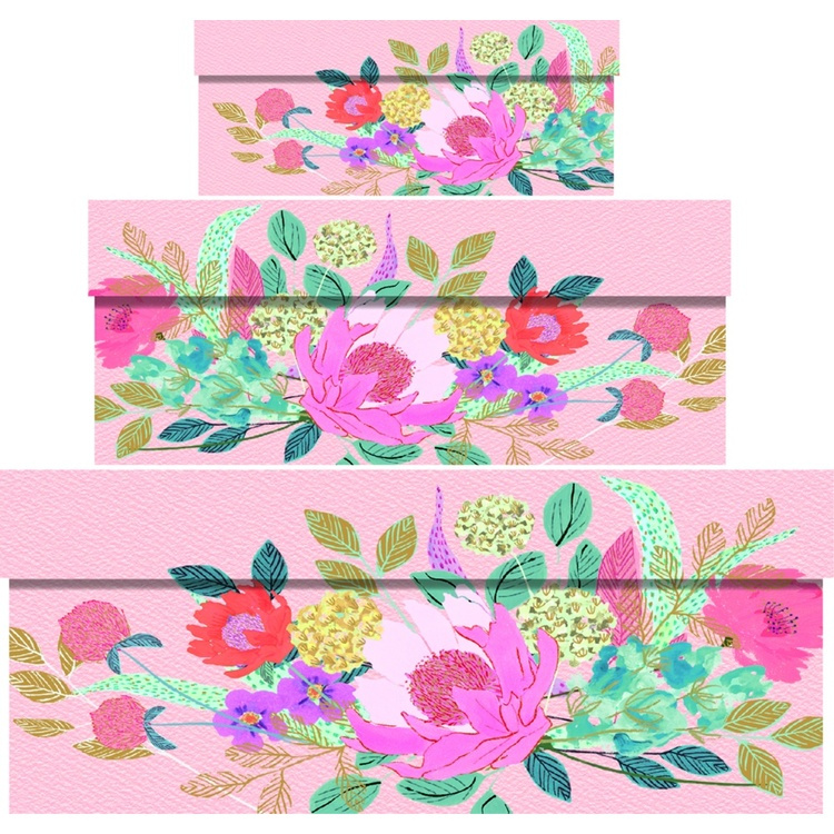 Oppbevaringsboks i papp, sett med 3, Blomster i gruppen Oppbevaring / Oppbevaringsbokser hos SmartaSaker.se (40376)
