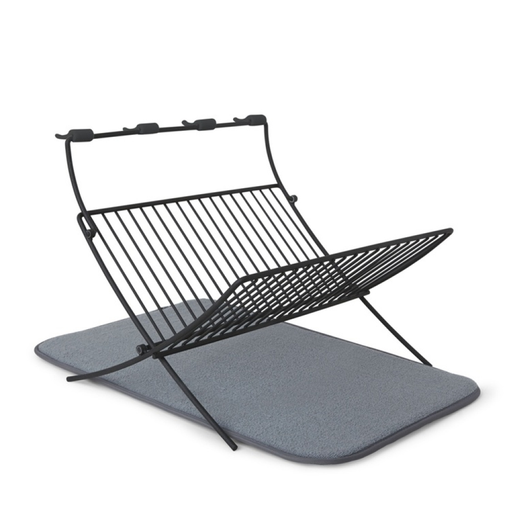 Oppvaskstativ med glassholder og tørkematte, XDRY, 51 x 37 x 31 cm, Umbra, Svart / Grå i gruppen Oppbevaring / Kjøkkenskap / Oppvaskkummer og oppvaskbenk hos SmartaSaker.se (40449)
