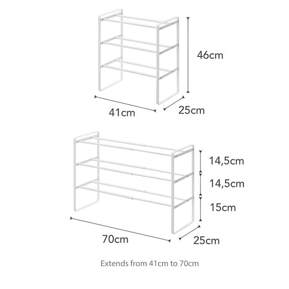 Uttrekkbar skohylle 3 hylleplan, 41-70 cm, Yamazaki, Hvit i gruppen Oppbevaring / Entréoppbevaring hos SmartaSaker.se (40564)